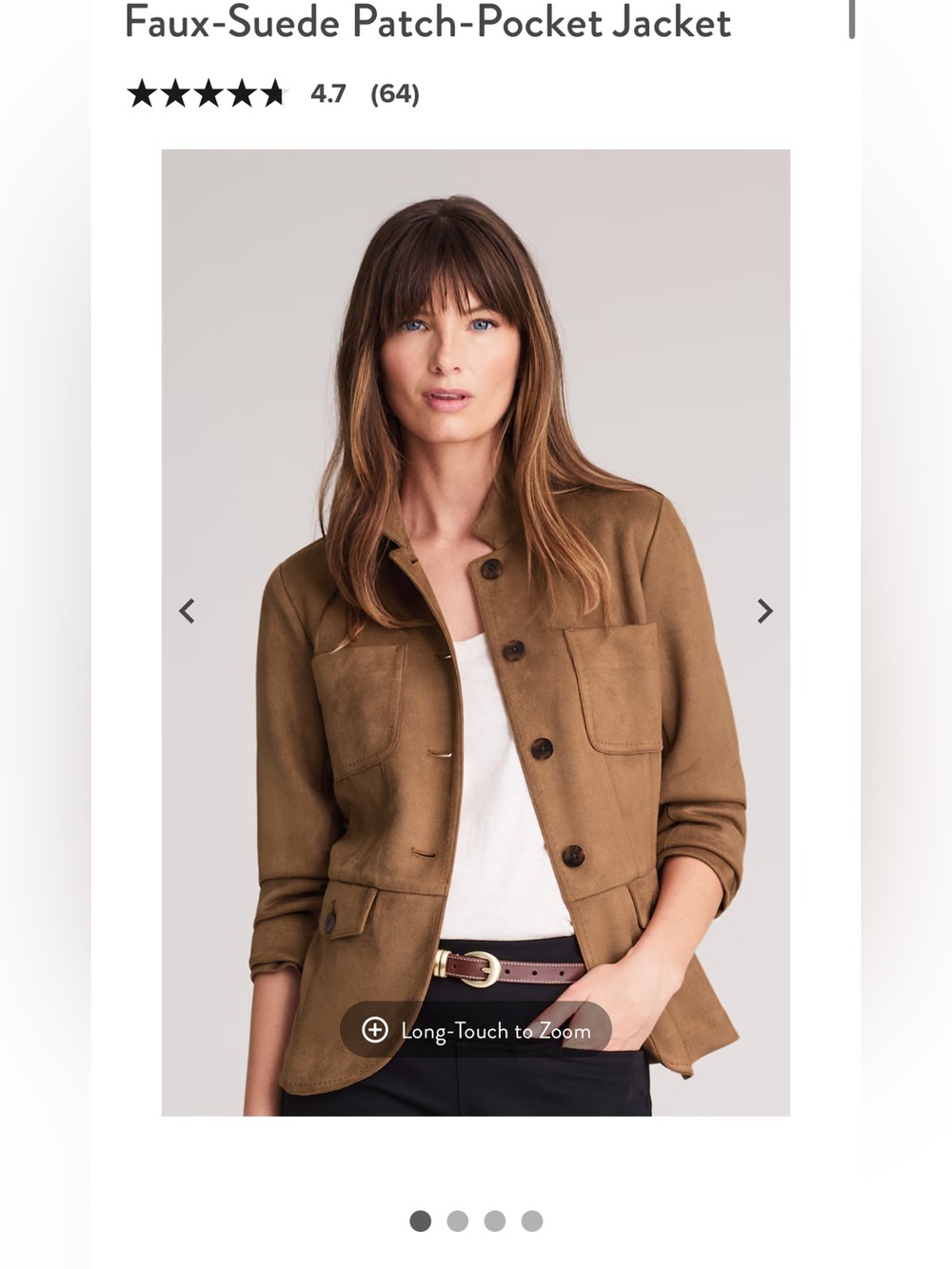 J. Jill Brown Suede-Look Button Front Jacket